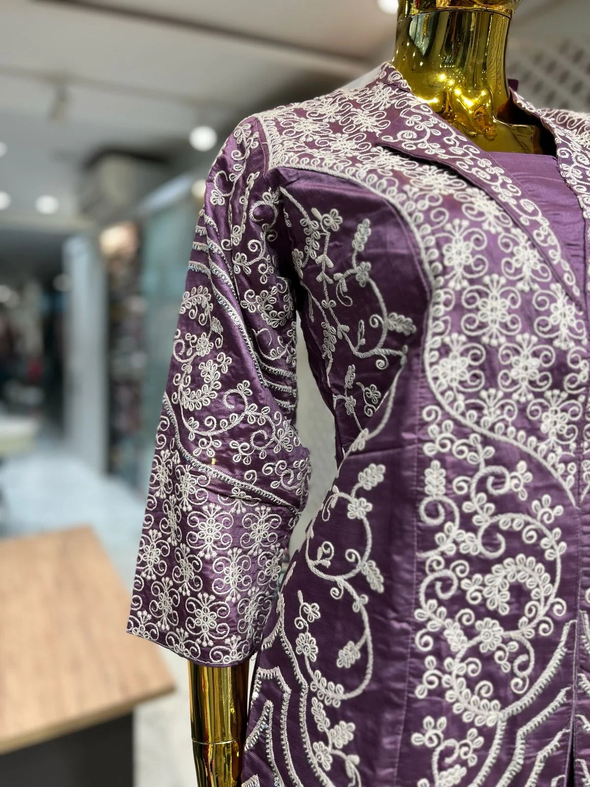 Purple Silk White Embroidery & Sequins 2 Piece Cord Set for Women | Designer Ethnic Wear