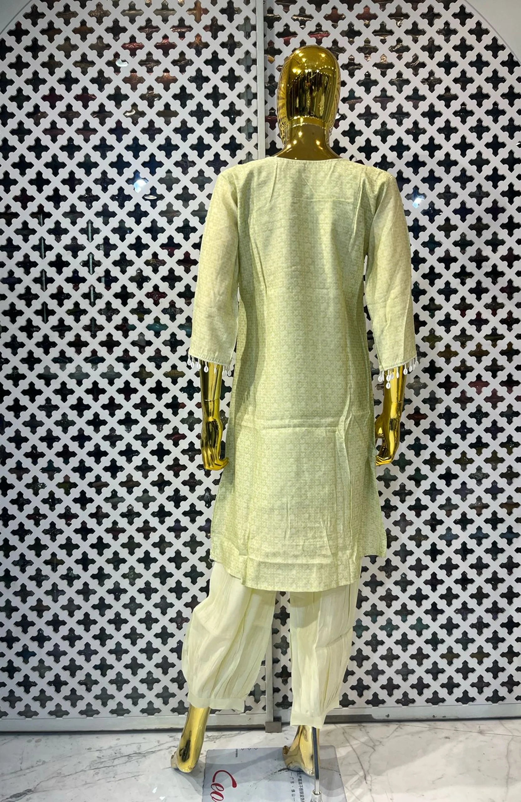 Pista Green Pure Silk Hand & Lace Work Co-Ord Set for Women | Designer 2 Piece Cord Set