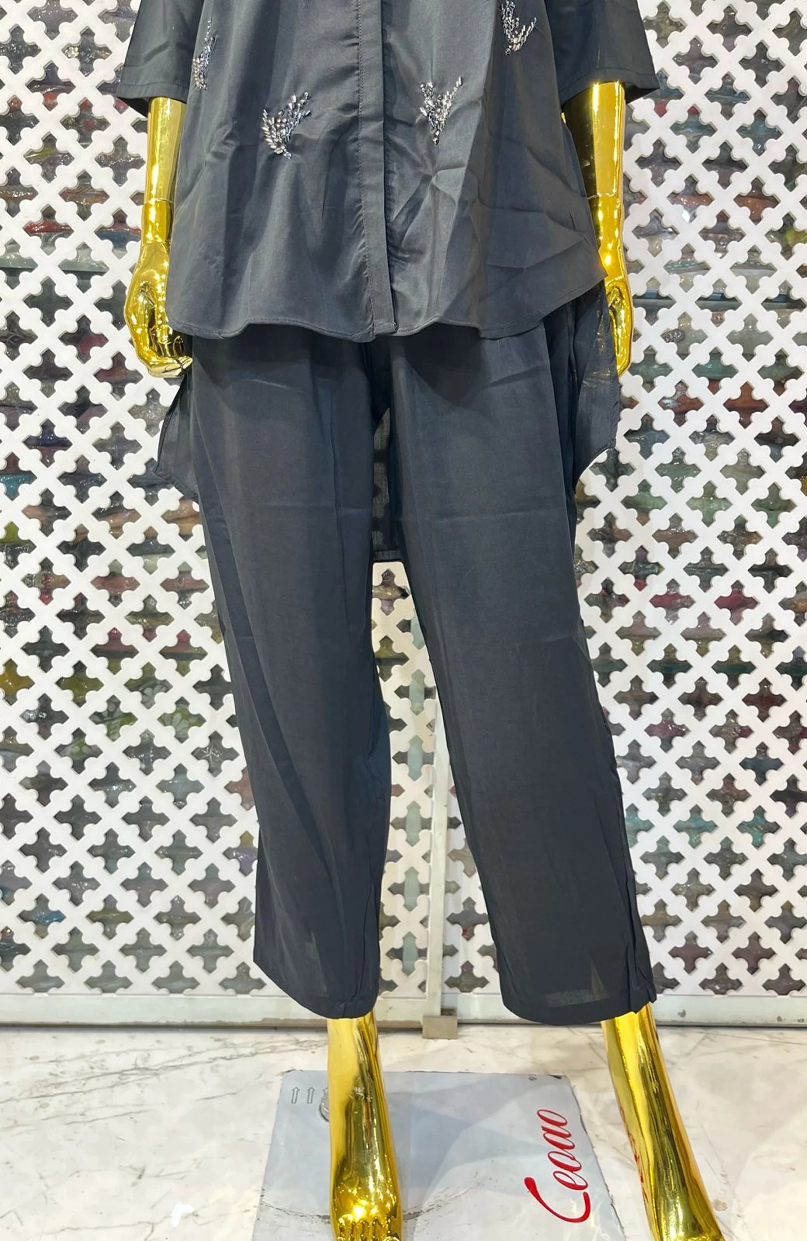 Black Modal Silk Hand Work Co-Ord Set for Women | Premium Designer 2 Piece Cord Set