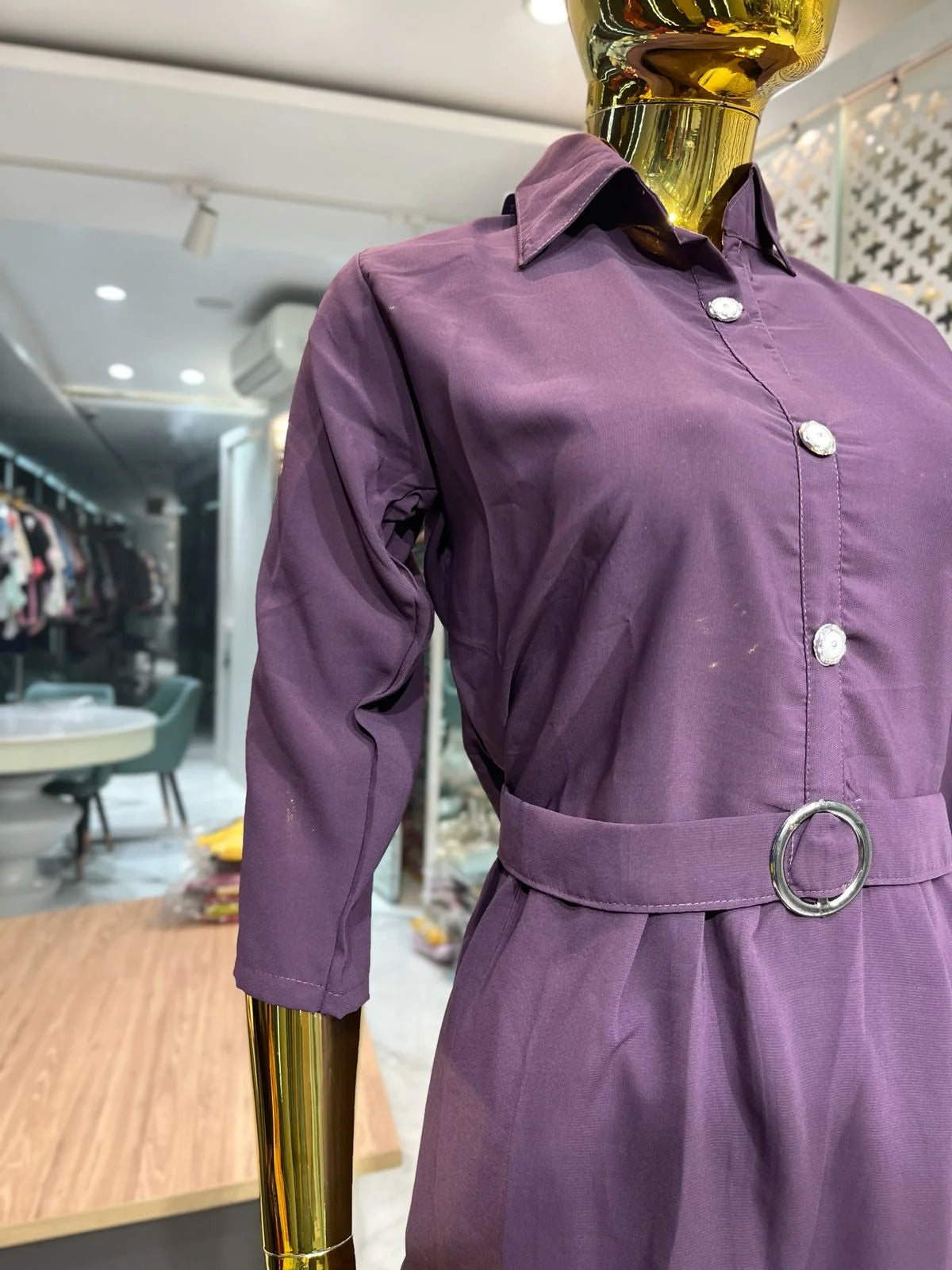 Purple Georgette Plain Belted 2 Piece Cord Set for Women | Designer Ethnic Co-ord Set