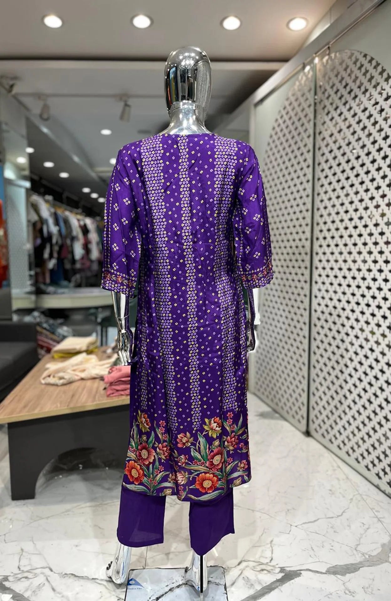 Purple Pure Silk Kasap & Golden Work 3 Piece Fancy Kurti Pant Dupatta Set for Women | Designer Ethnic Wear
