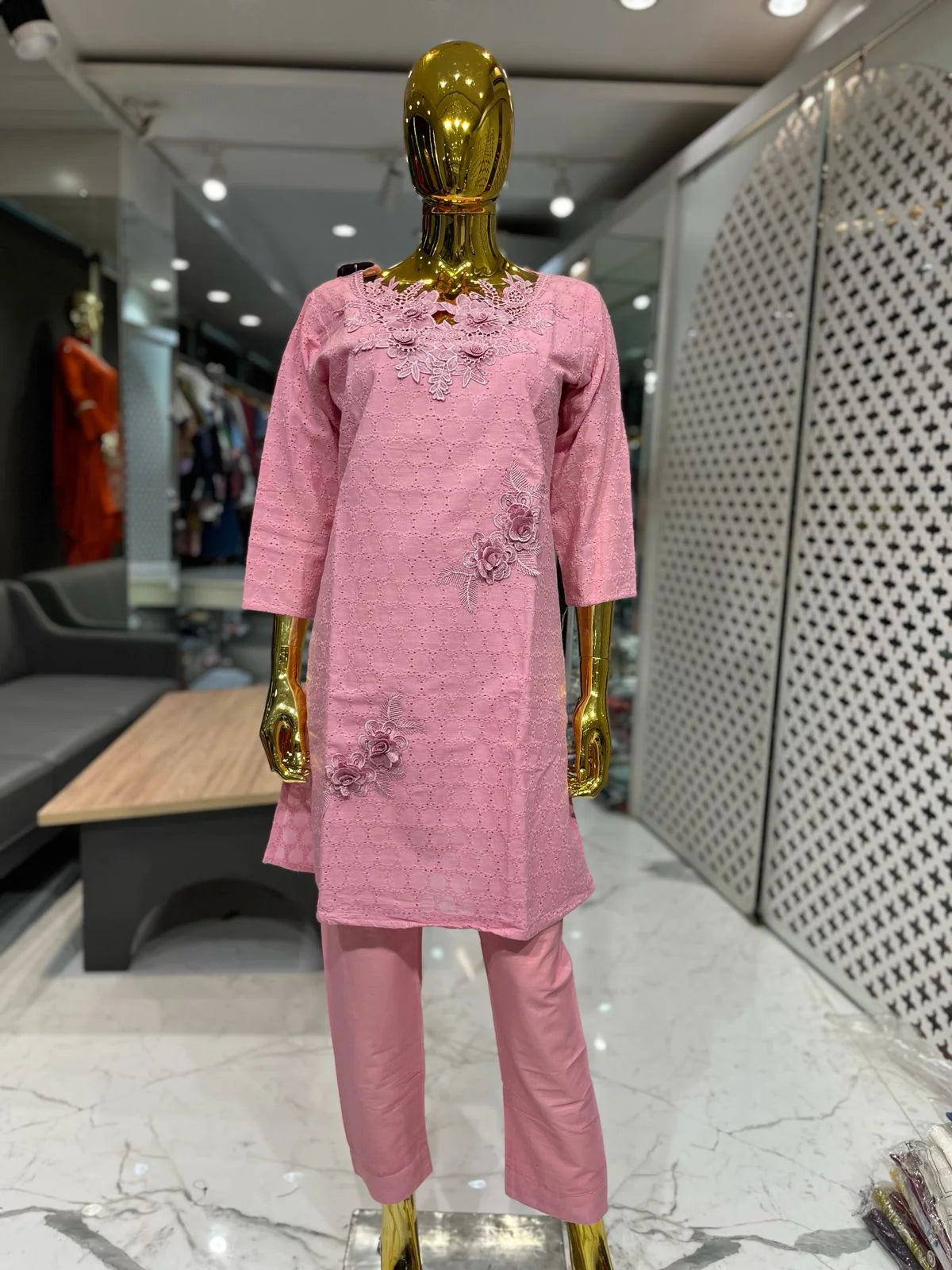 Pink Cotton Patch & Embroidery 2 Piece Cord Set for Women | Designer Ethnic Co-Ord Set