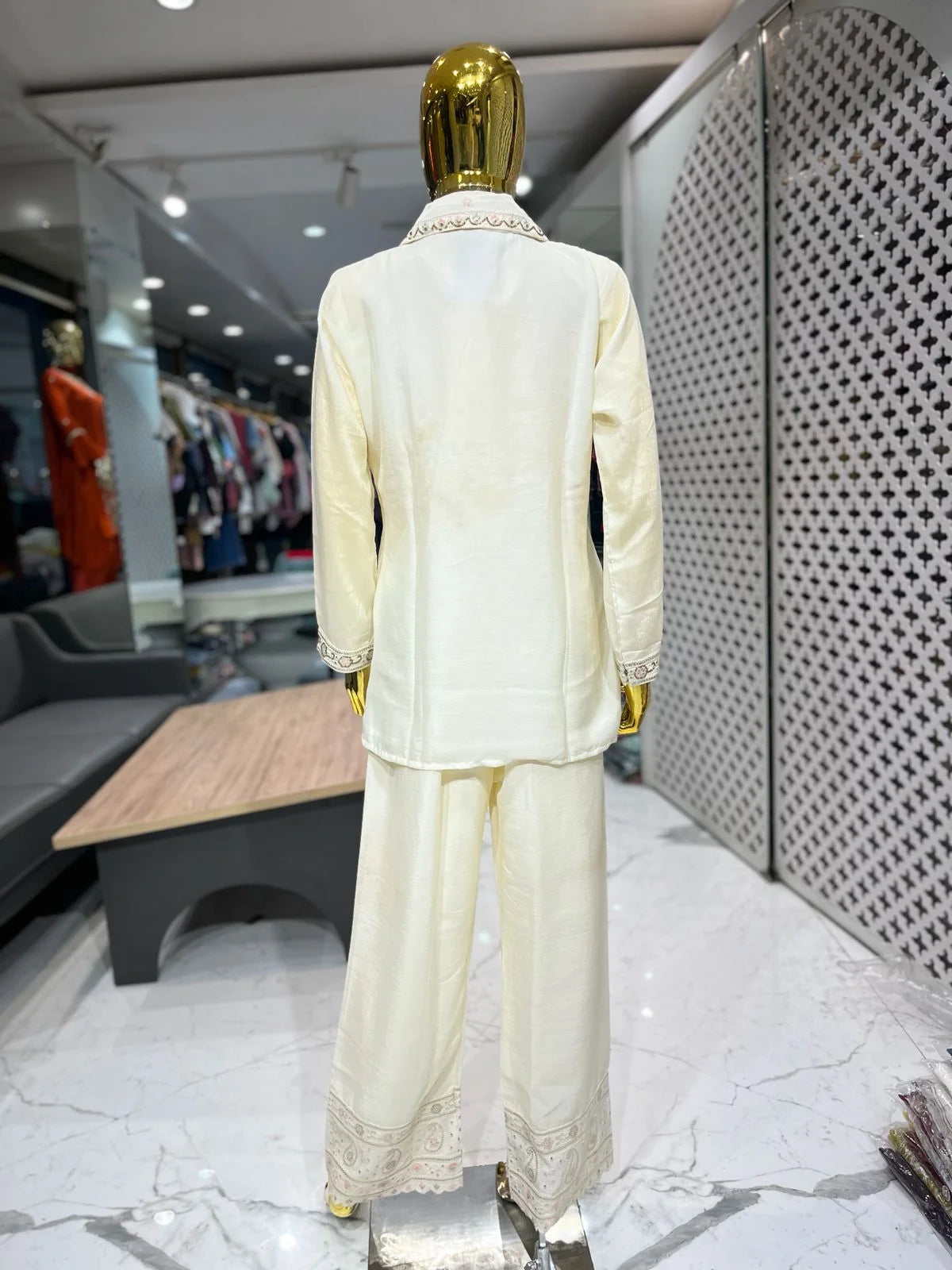 Cream Pure Chinon Gota Embroidered 2 Piece Cord Set for Women | Designer Ethnic Wear