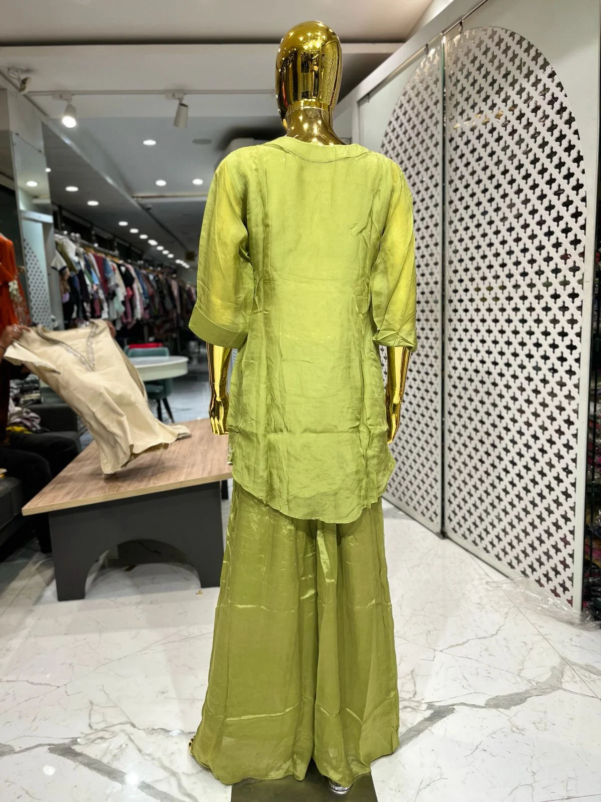 Mehendi Green Pure Viscose Jardozi Handwork 2 Piece Cord Set for Women | Designer Ethnic Co-Ord Set
