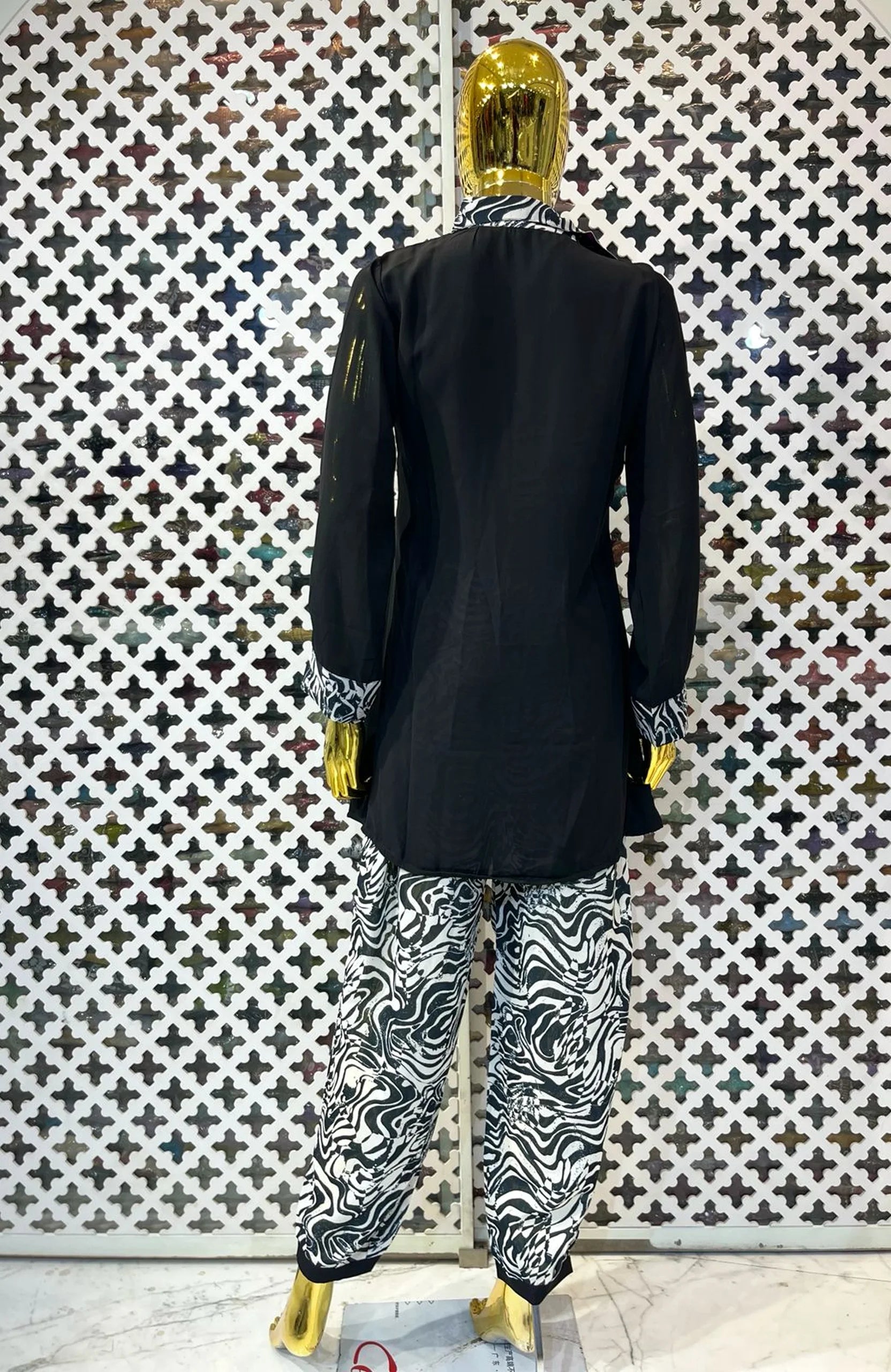 Black Imported Lycra Printed Co-Ord Set for Women | Designer Digital Print 2 Piece Cord Set