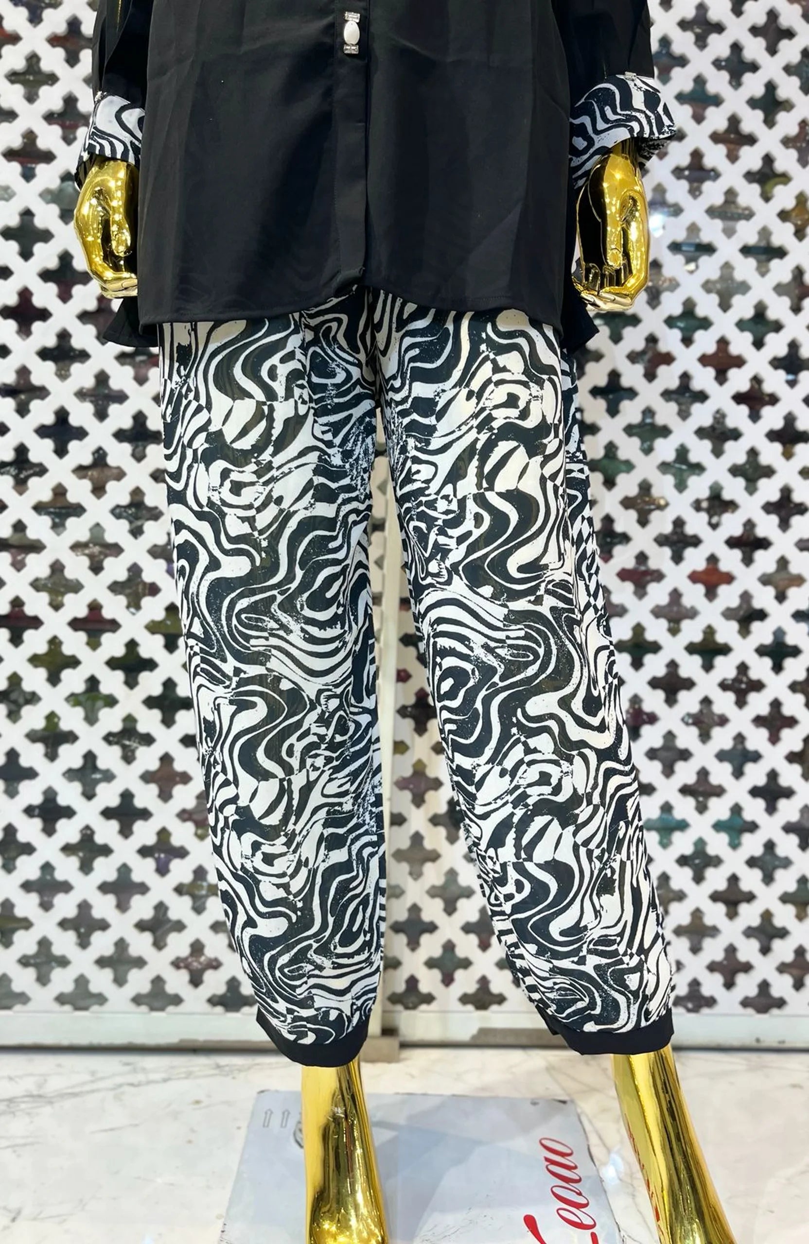 Black Imported Lycra Printed Co-Ord Set for Women | Designer Digital Print 2 Piece Cord Set