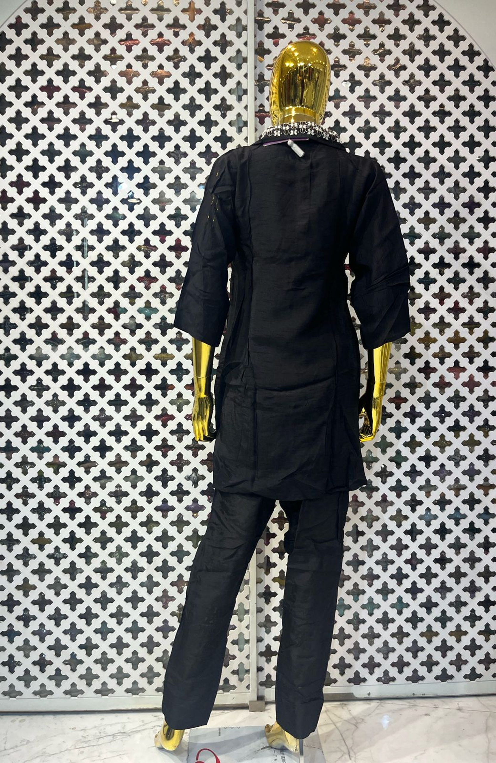 Black Pure Silk Hand Work Co-Ord Set for Women | Designer Belt Style Cord Set