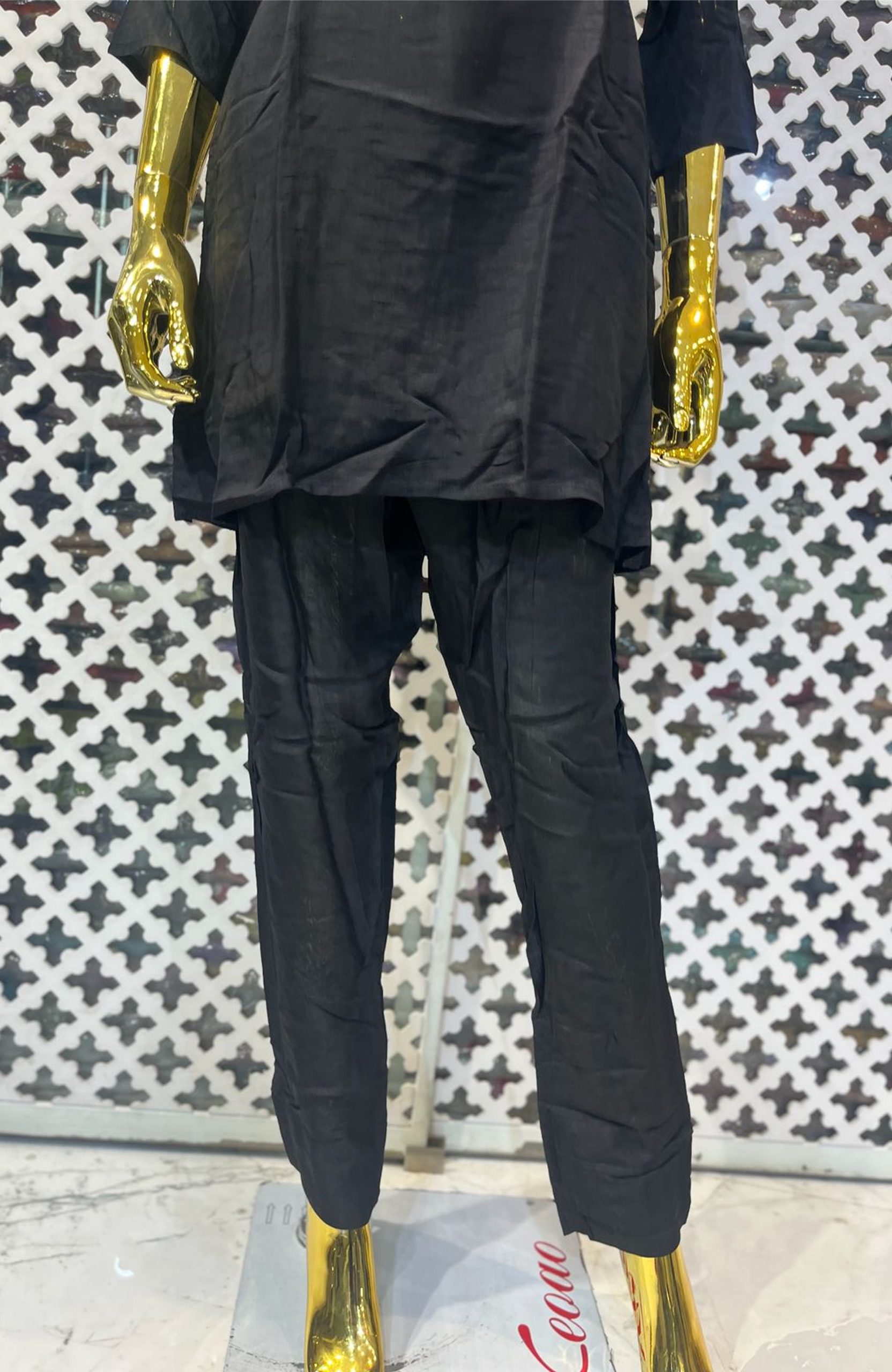 Black Pure Silk Hand Work Co-Ord Set for Women | Designer Belt Style Cord Set