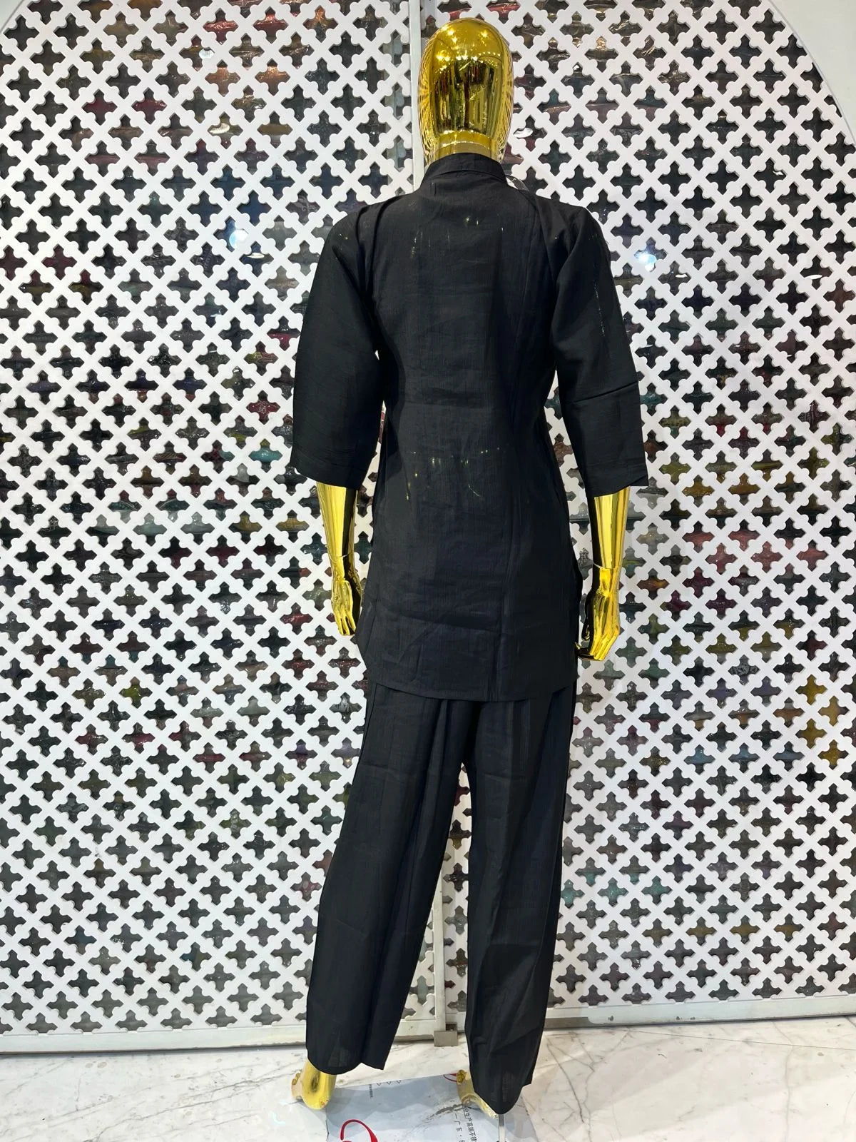 Black Vertical Fabric Embroidery Work 2 Piece Cord Set for Women | Designer Ethnic Wear