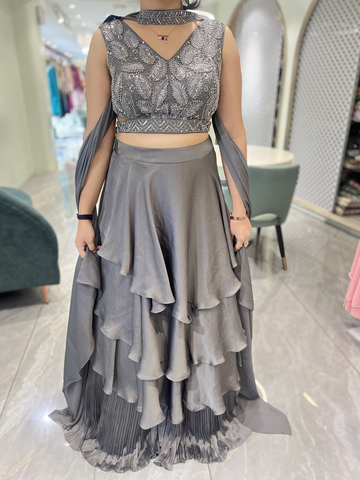 Grey Hand Work Important Crop Top - MSTGORI 2144 1