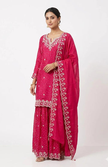 Rani Pure Chinon Gota Work 3 Piece Palazzo Set for Women | Designer Ethnic Wear