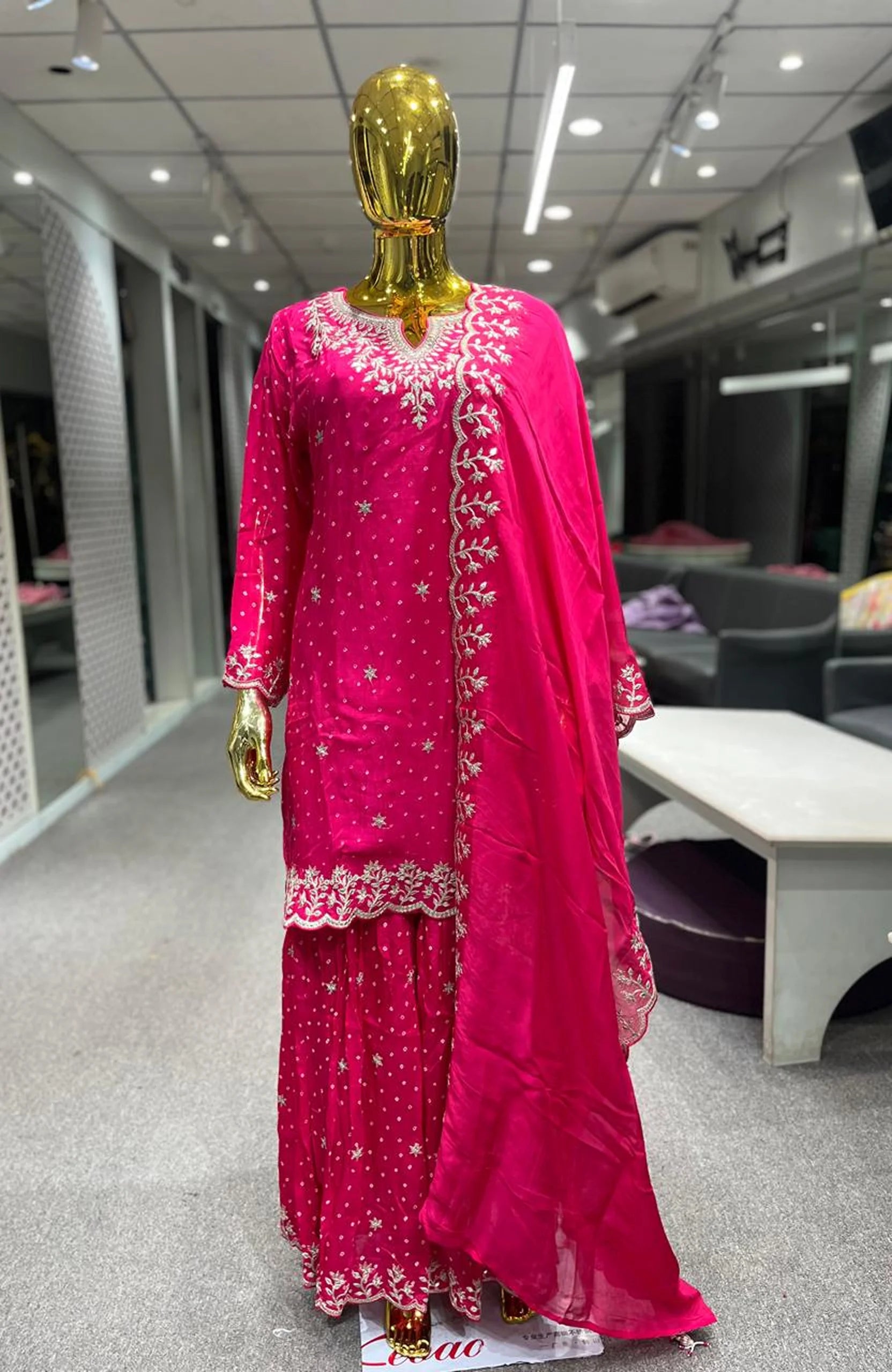 Rani Pure Chinon Gota Work 3 Piece Palazzo Set for Women | Designer Ethnic Wear