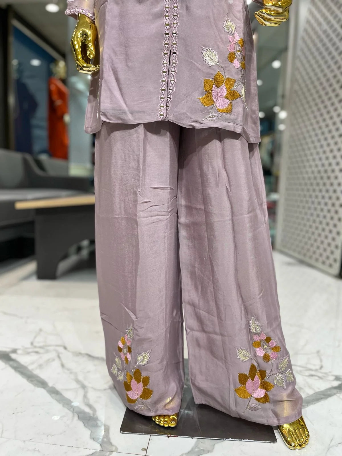 Onion Pure Chinon Gota Patti Mirror Work 2 Piece Cord Set for Women | Designer Ethnic Co-ord Set