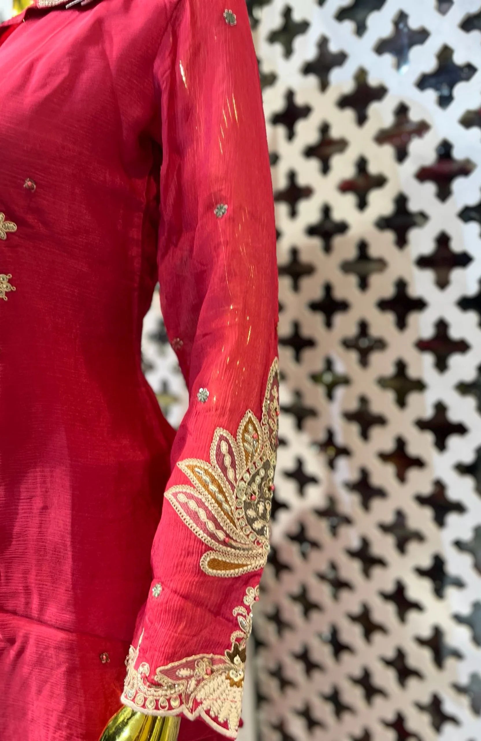 Rani Pure Chinon Lucknowi Embroidered Co-Ord Set for Women | Zari Work Ethnic 2 Piece Outfit