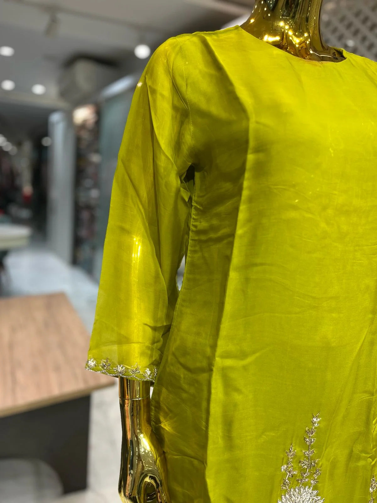 Lemon Green Pure Viscose Jardozi Handwork 2 Piece Cord Set for Women | Designer Ethnic Co-Ord Set