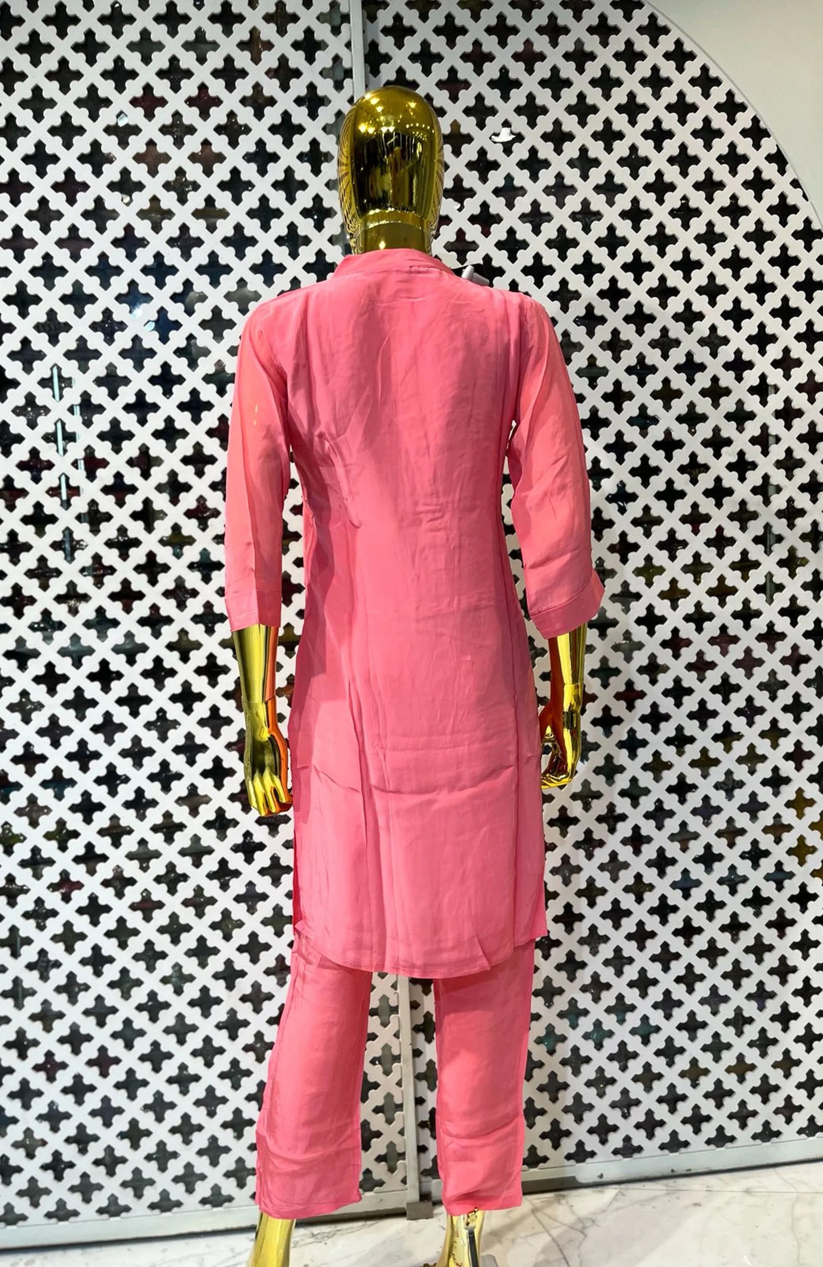 Baby Pink Hand Work Co-Ord Set for Women | Premium Natural Crepe Designer 2 Piece Cord Set