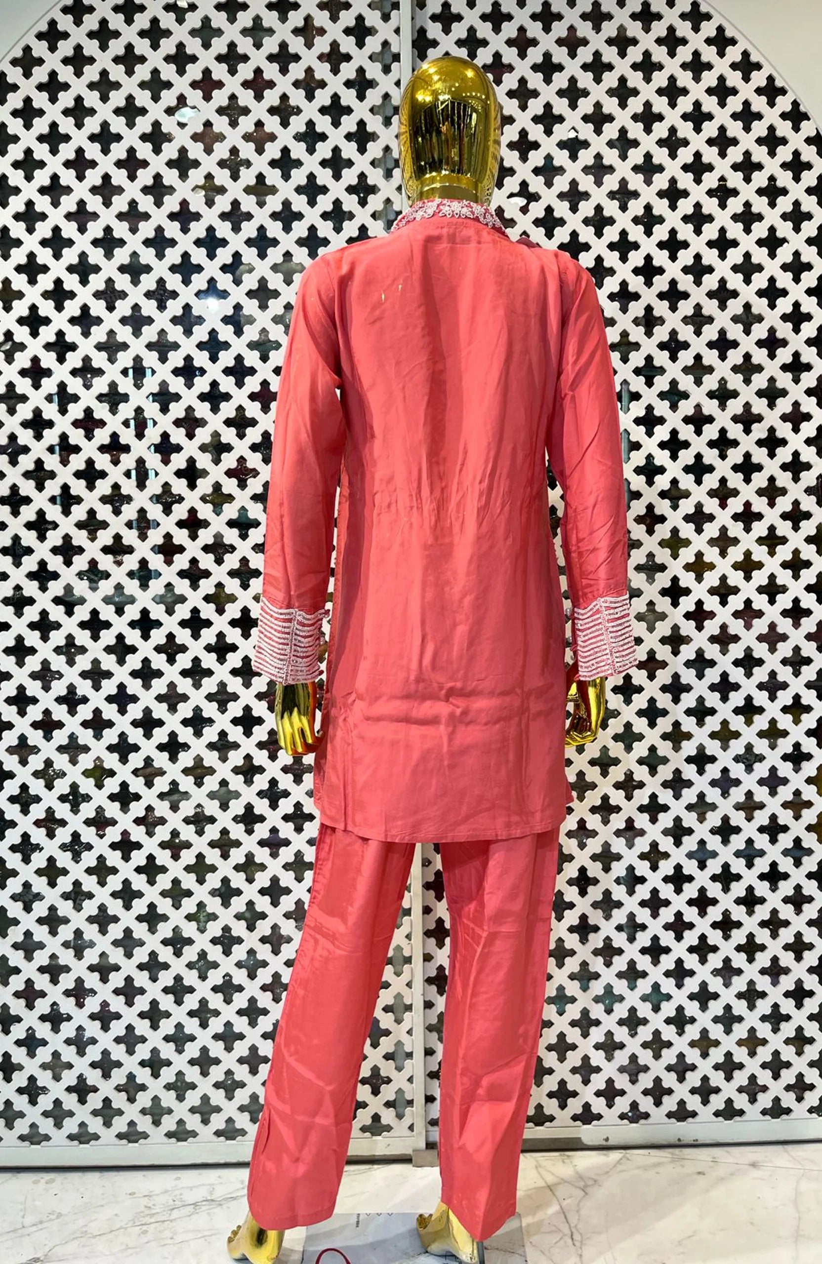 Carrot Pure Silk Handwork Co-Ord Set for Women | Elegant 2 Piece Designer Cord Set