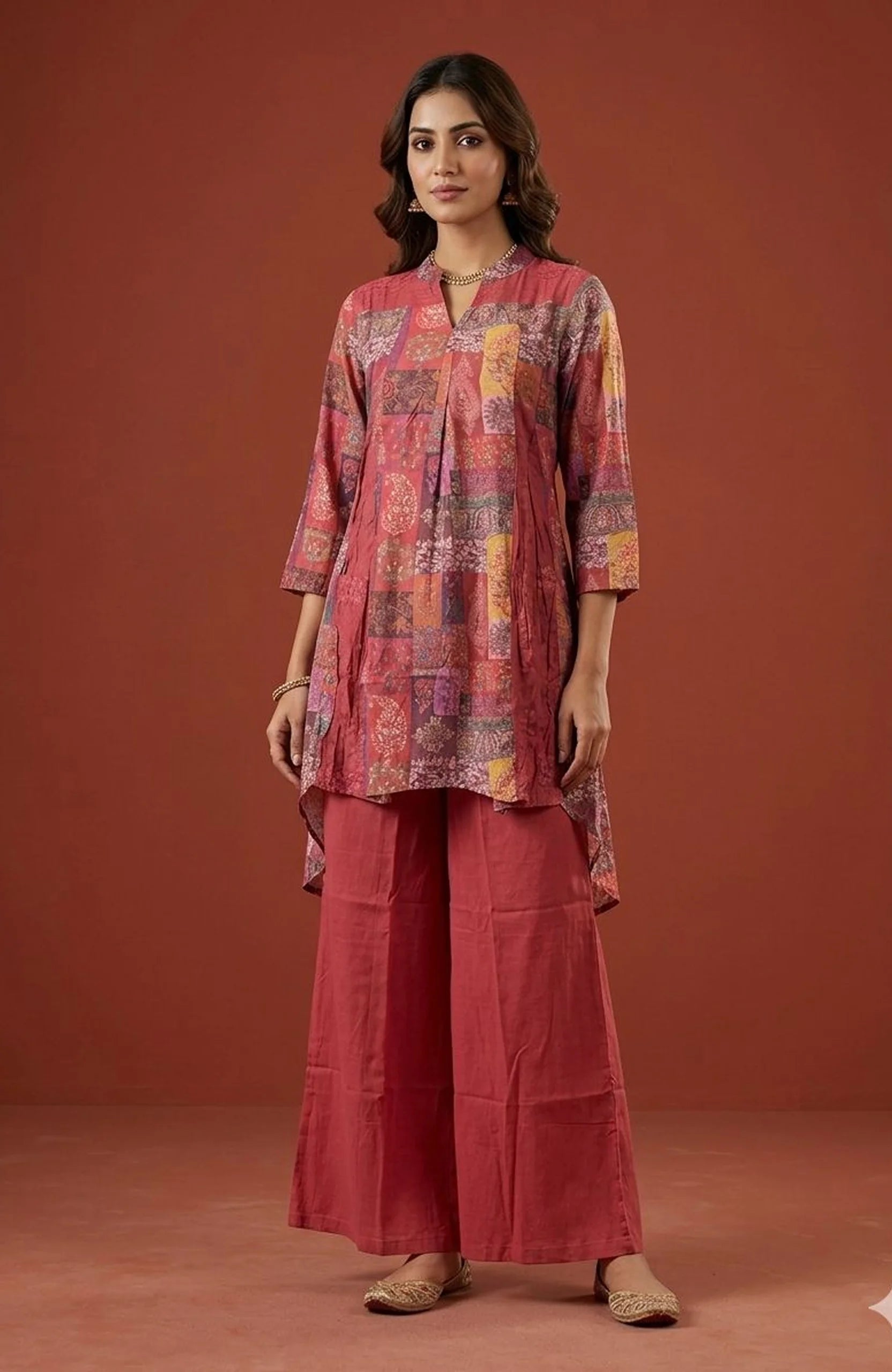 Gajri Natural Crepe Printed Co-Ord Set for Women | Designer Digital Print 2 Piece Cord Set