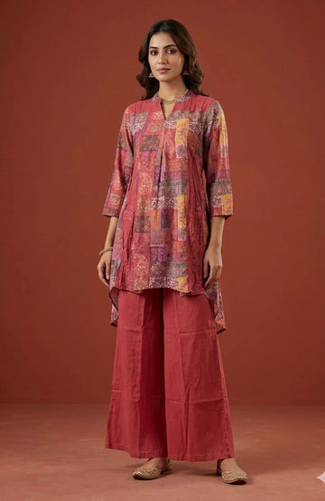 Gajri Natural Crepe Printed Co-Ord Set for Women | Designer Digital Print 2 Piece Cord Set