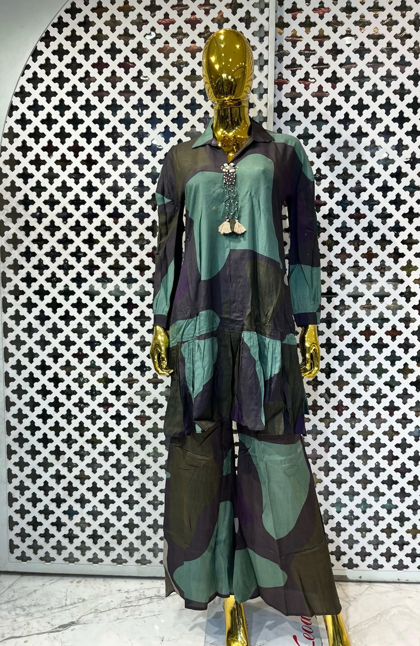 Black Cotton Silk Printed Co-Ord Set for Women | Hand Work Designer 2 Piece Cord Set