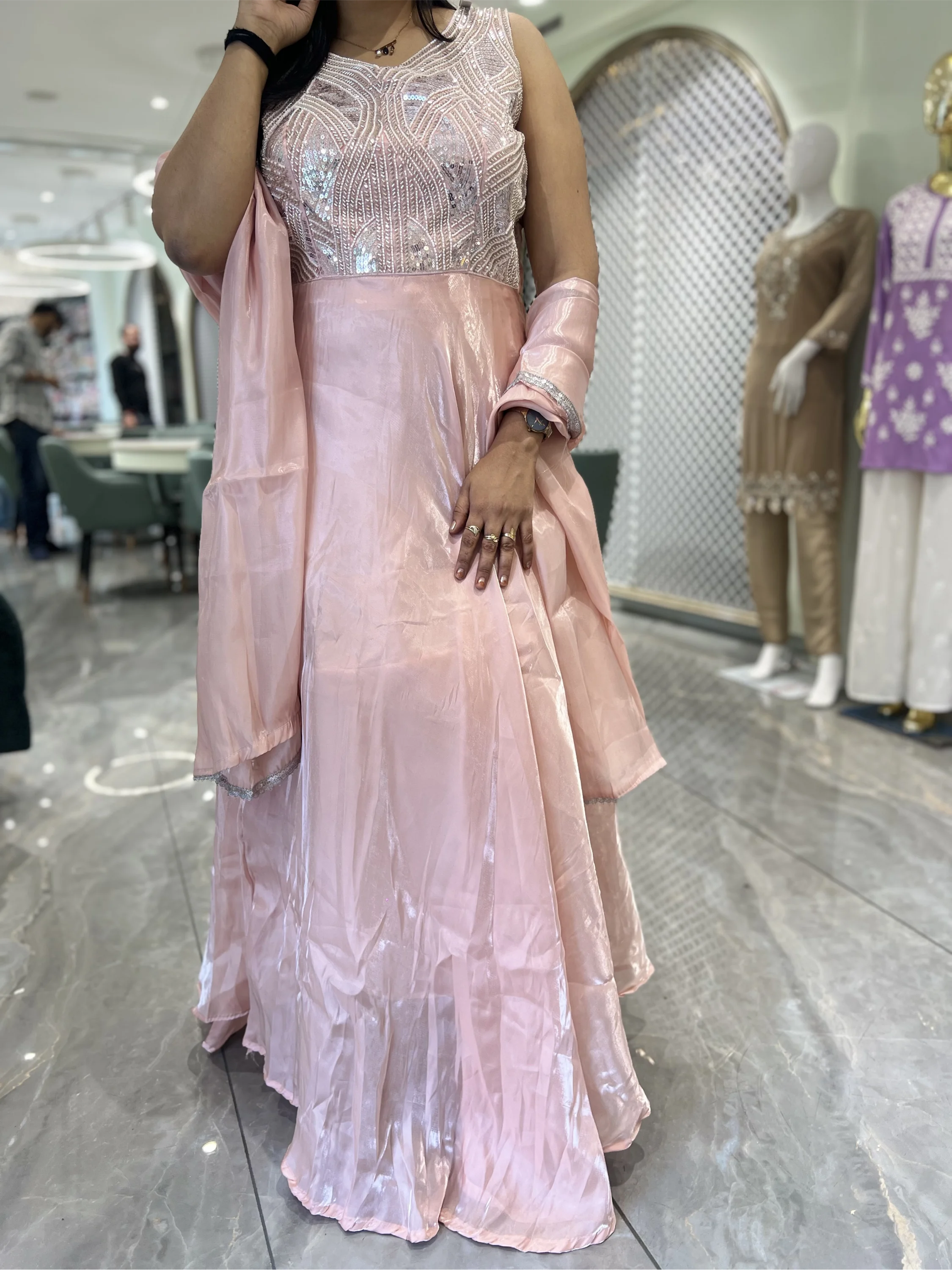 Pink Hand Work Jimmy Choo Gown - RGGORI 380 13
