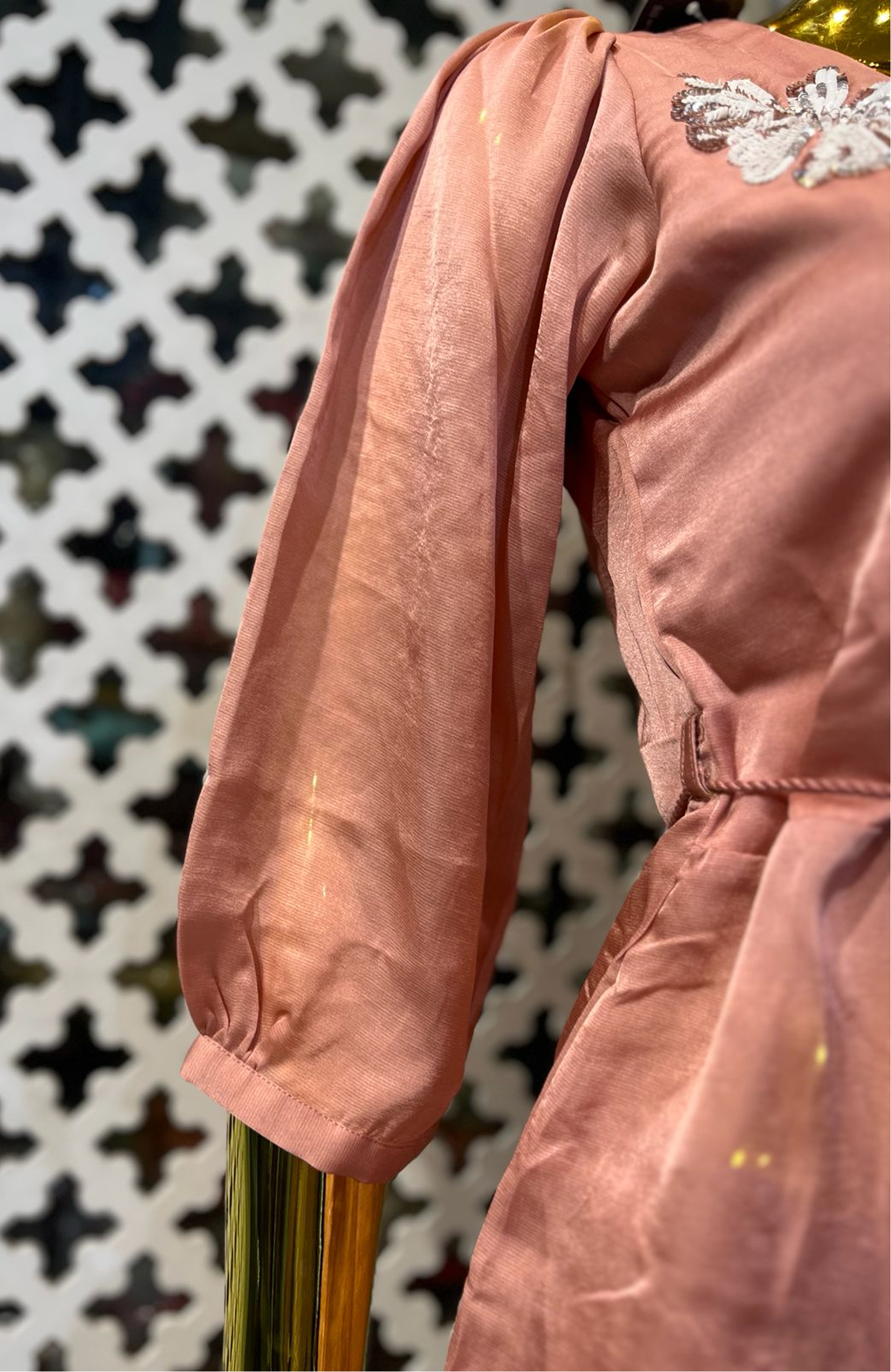 Peach Hand Work Co-Ord Set for Women | Premium Natural Crepe Designer Cord Set