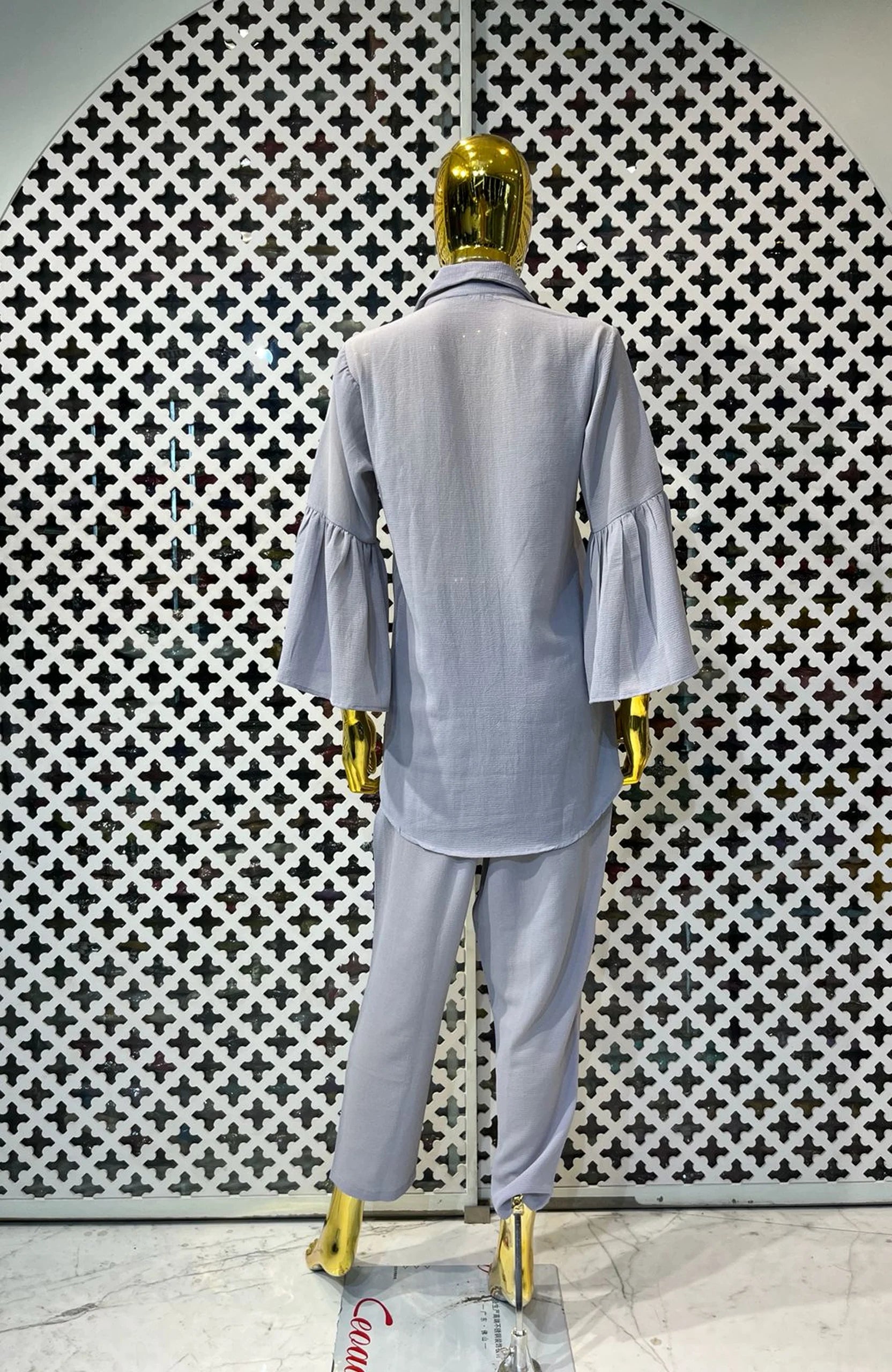 Steel Grey Imported Lycra Co-Ord Set for Women | Hand Work Premium 2 Piece Cord Set
