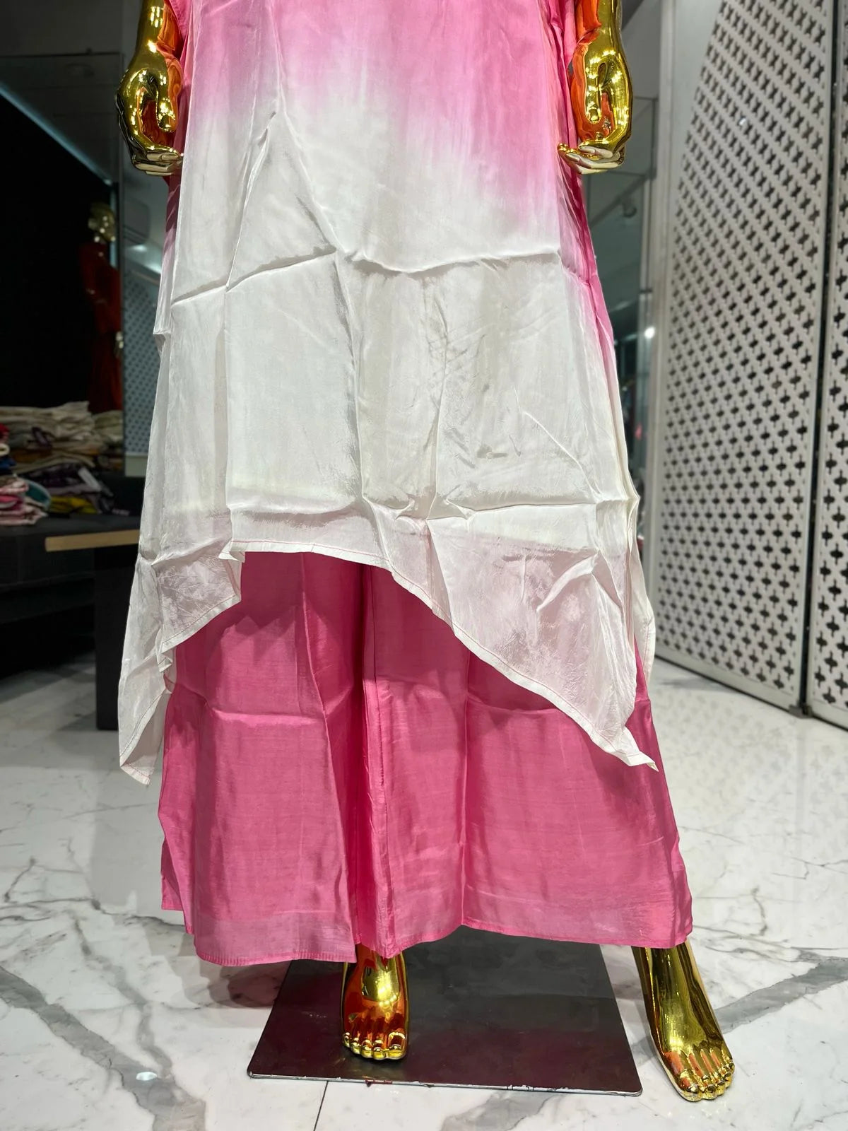 Pink Natural Crape Handwork 2 Piece Cord Set for Women | Designer Ethnic Wear