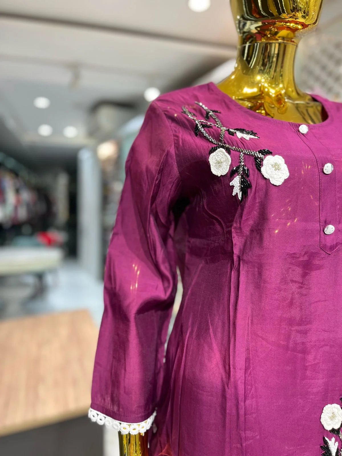 Wine Silk Handwork 2 Piece Cord Set for Women | Designer Ethnic Wear