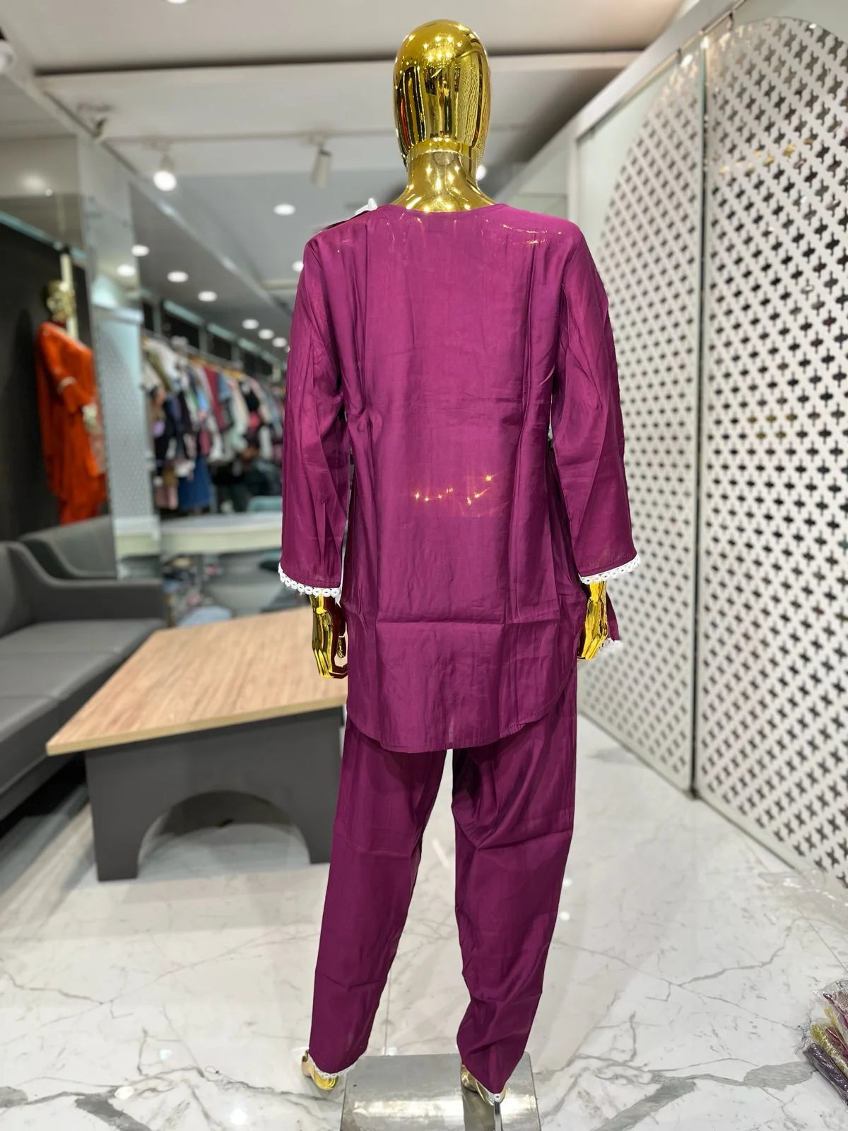 Wine Silk Handwork 2 Piece Cord Set for Women | Designer Ethnic Wear