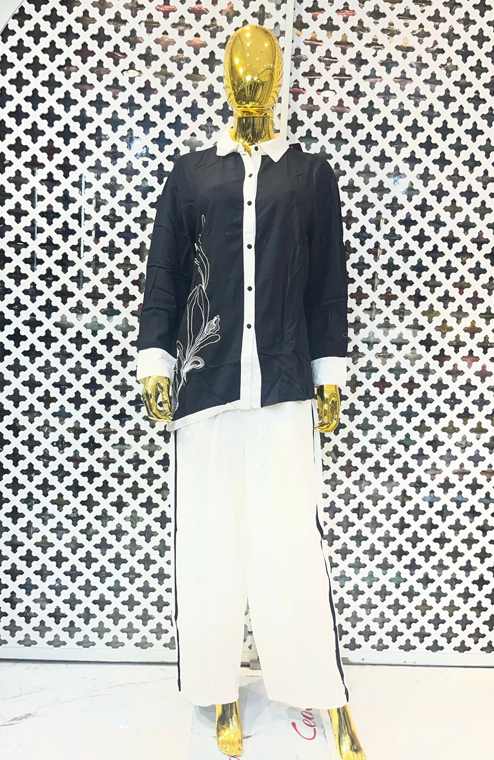 White Rayon Thread Work Co-Ord Set for Women | Elegant 2 Piece Designer Outfit