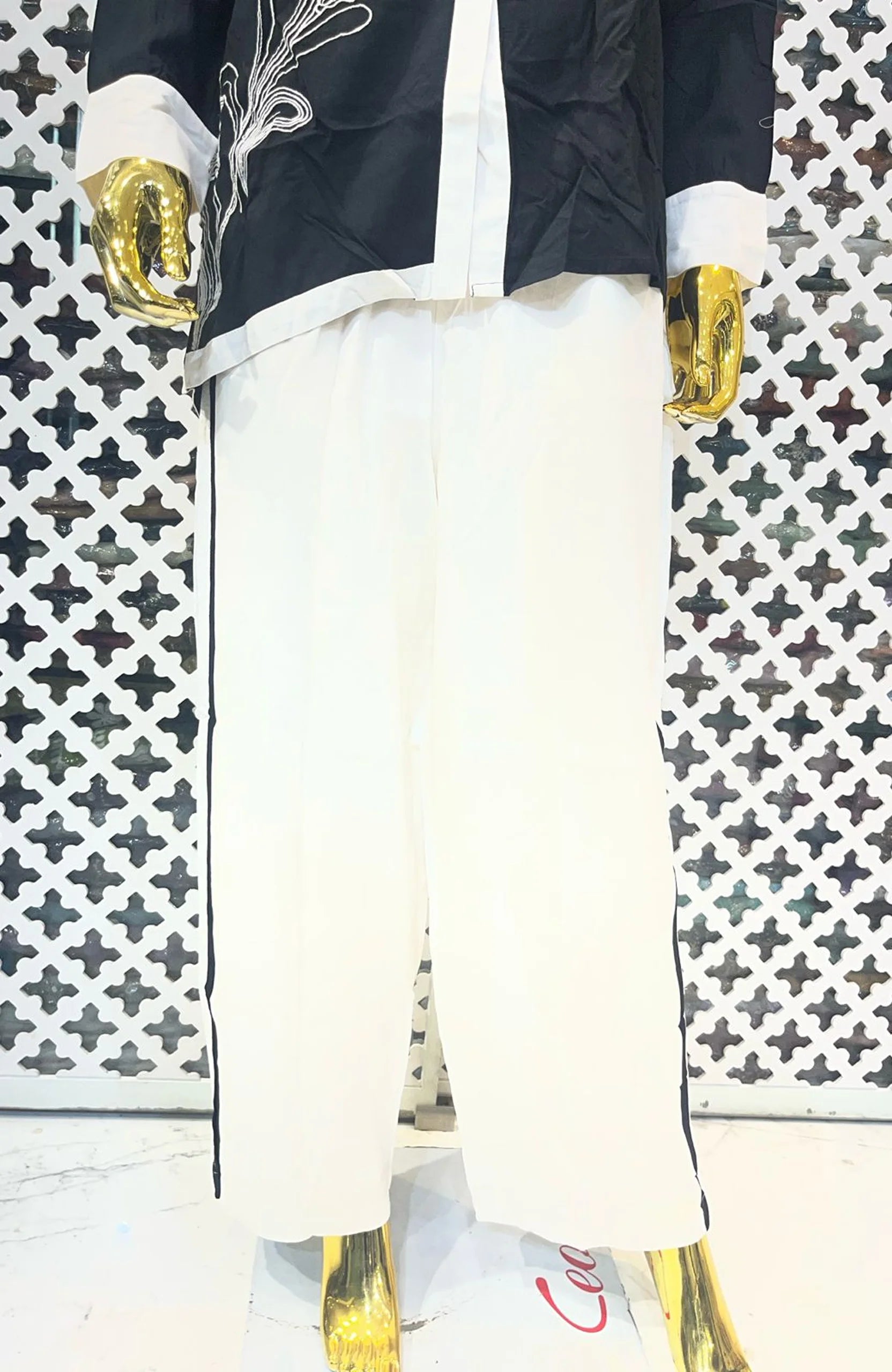 White Rayon Thread Work Co-Ord Set for Women | Elegant 2 Piece Designer Outfit