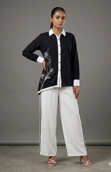 White Rayon Thread Work Co-Ord Set for Women | Elegant 2 Piece Designer Outfit