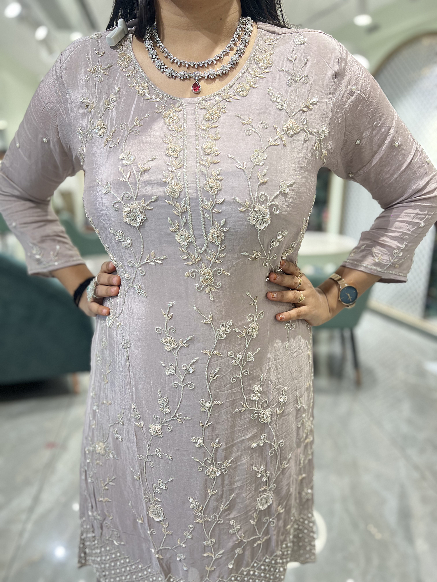 Pink Tulle Lace Net Gown - SSGORI 2383 8