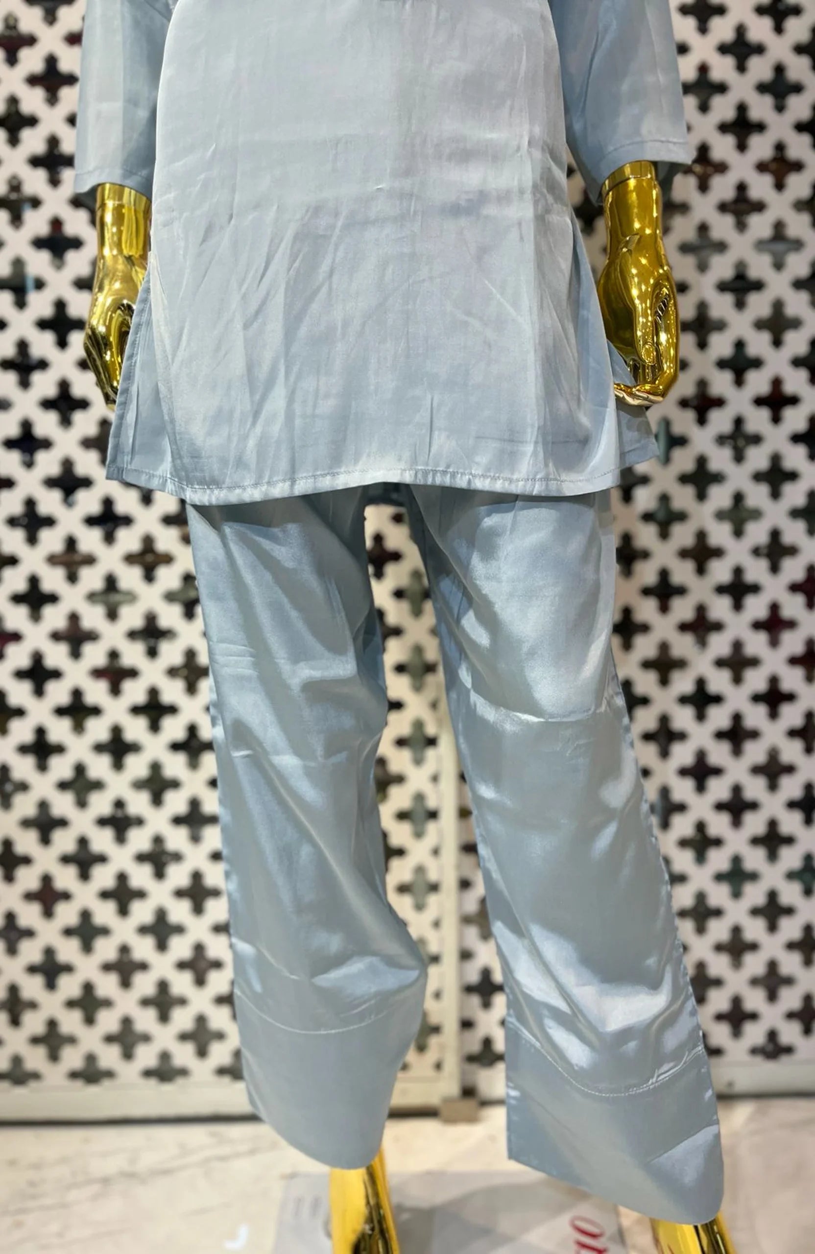 Sky Blue Pure Chinon Handwork Co-Ord Set for Women | Premium 2 Piece Designer Outfit