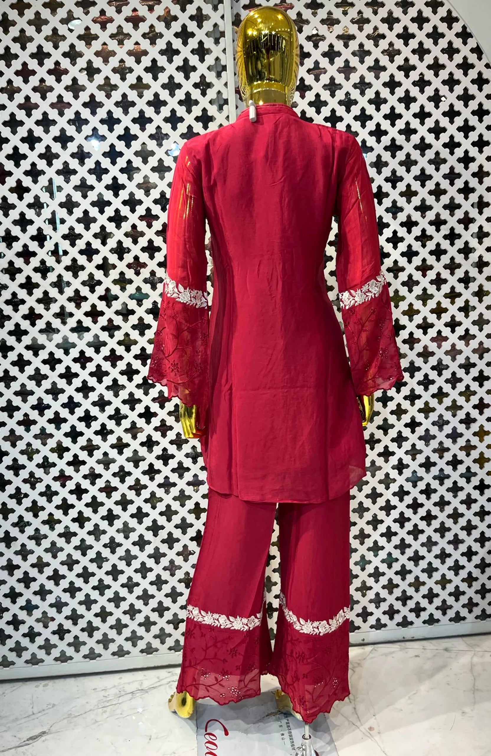 Wine Modal Silk Embroidered Co-Ord Set for Women | Hand Work Designer 2 Piece Cord Set
