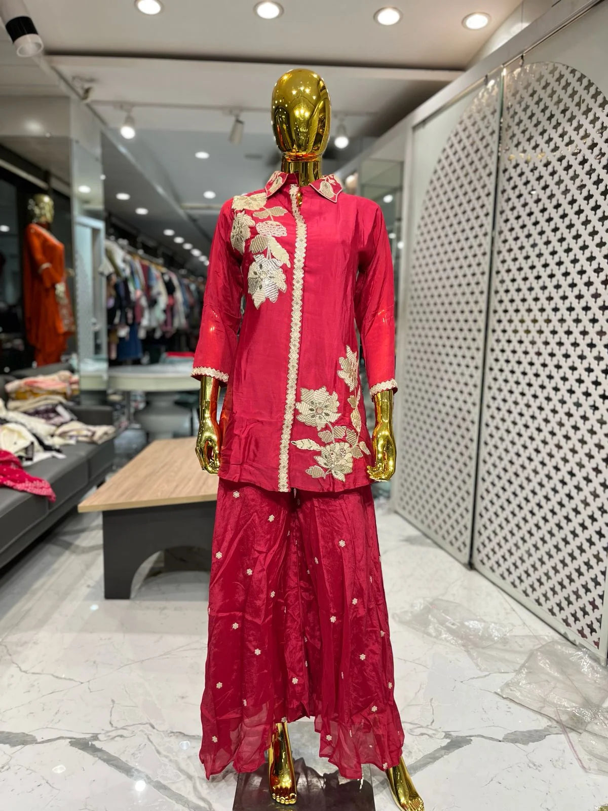Carrot Pure Chinon Kasap Work Two Piece Co-ord Set for Women | Designer Ethnic Wear