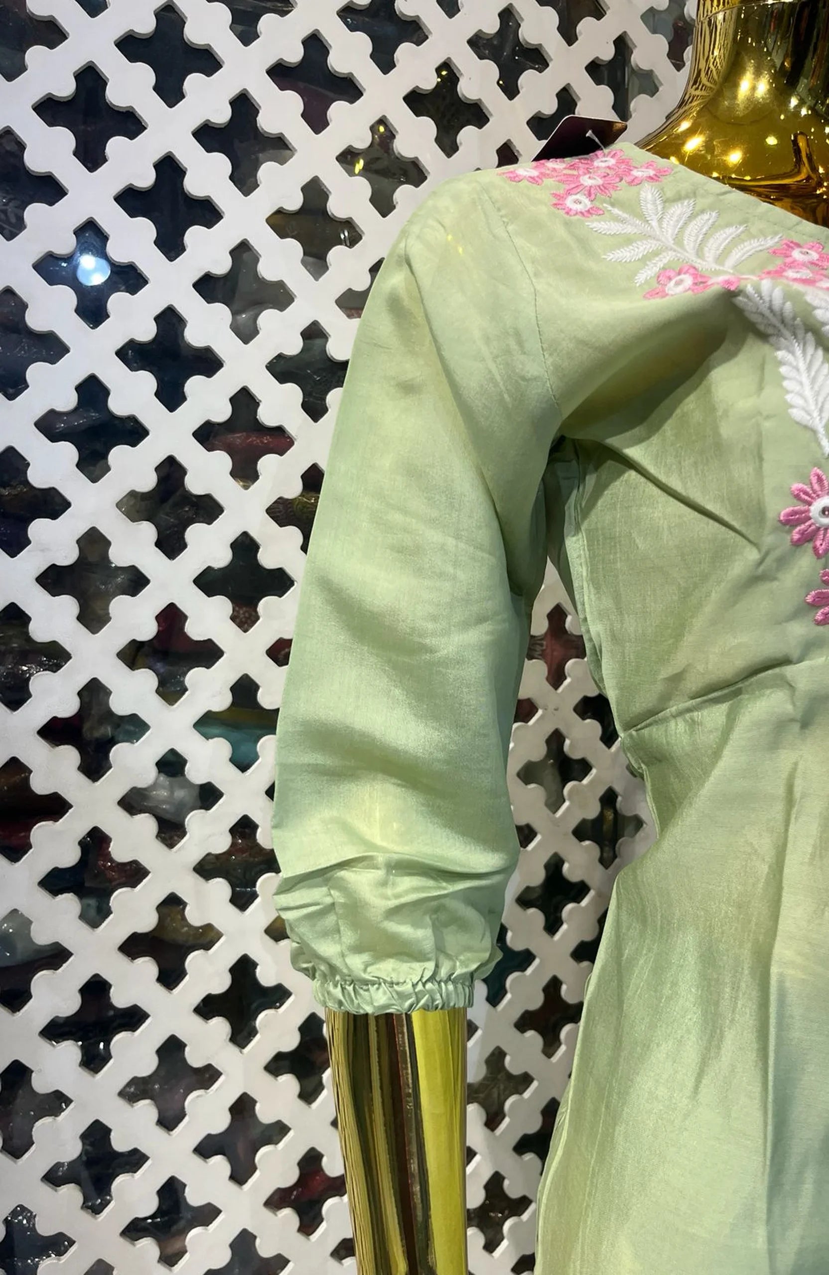 Pista Green Cotton Silk Embroidered Co-Ord Set for Women | Elegant 2 Piece Ethnic Cord Set