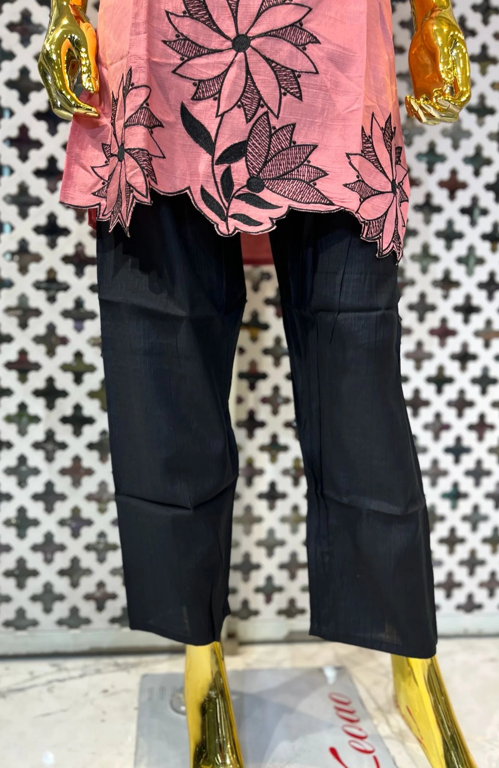 Gajri Roman Silk Embroidered Co-Ord Set for Women | Floral Block Print Two Piece Cord Set