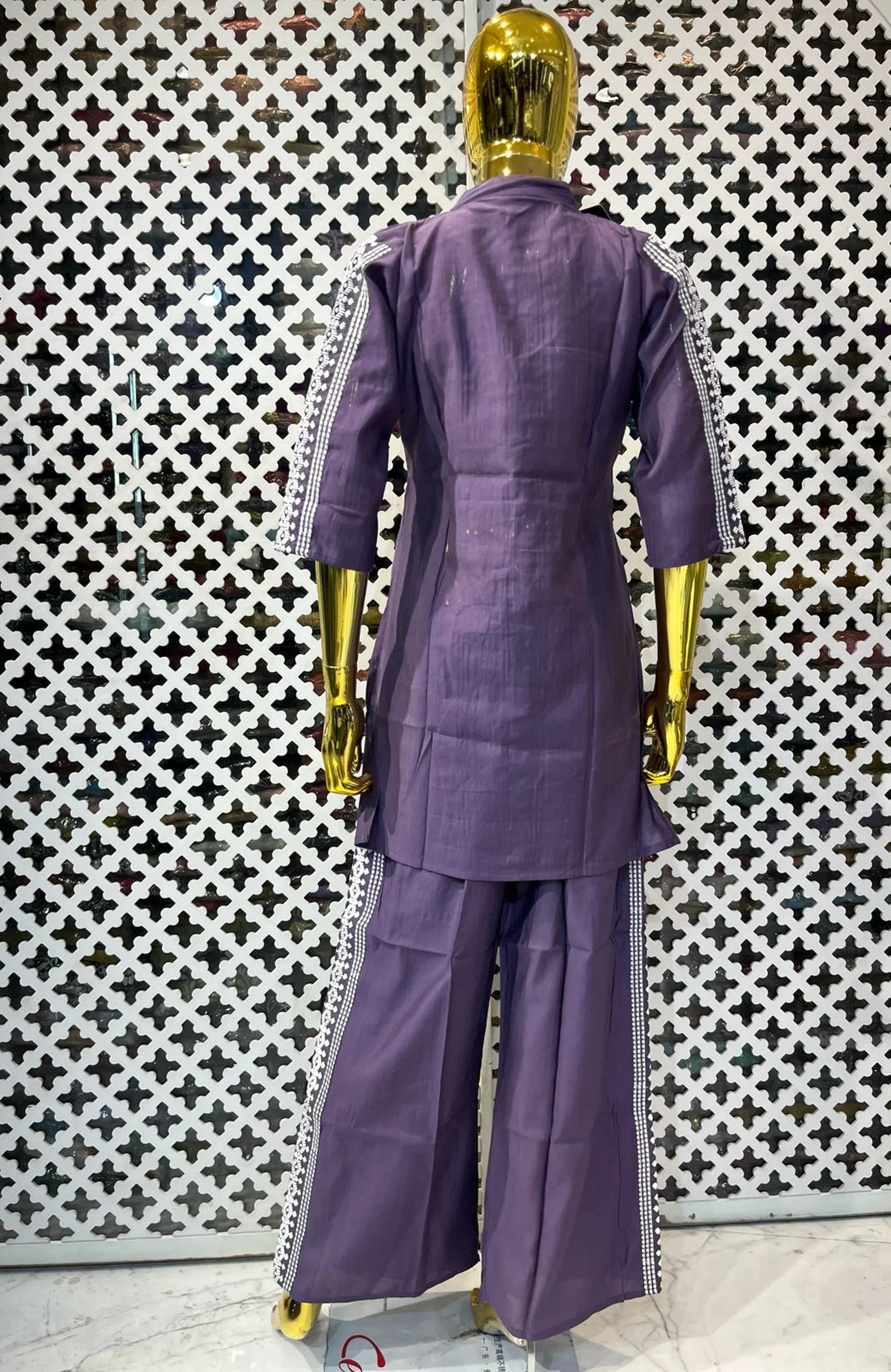 Wine Roman Silk Embroidered Co-Ord Set for Women | Premium 2 Piece Ethnic Cord Set