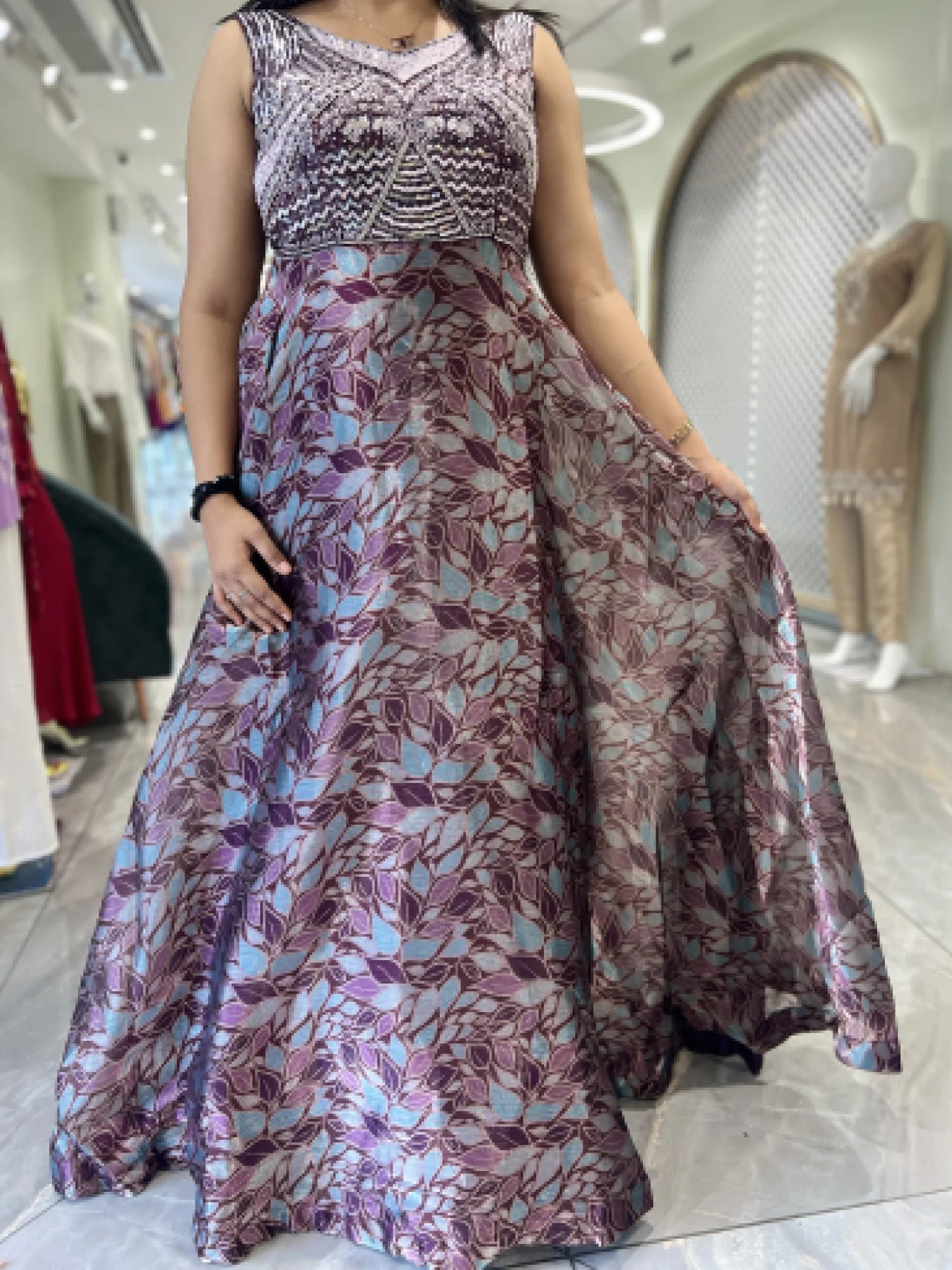 Marron Hand Work Tishu Gown - AGORIC 6924 15