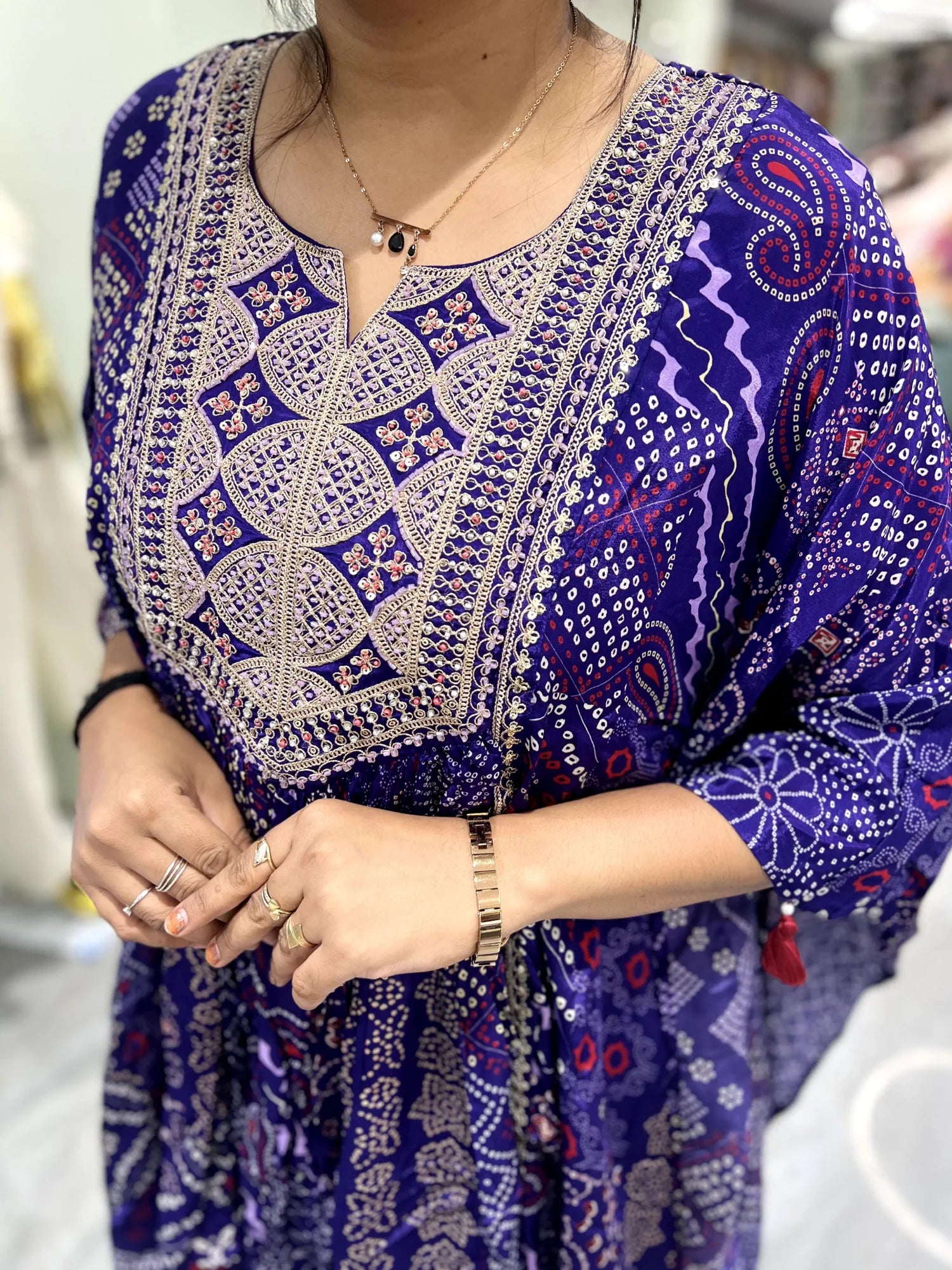 Blue Embroidery Rayon Cordset - IDGORI 731 2