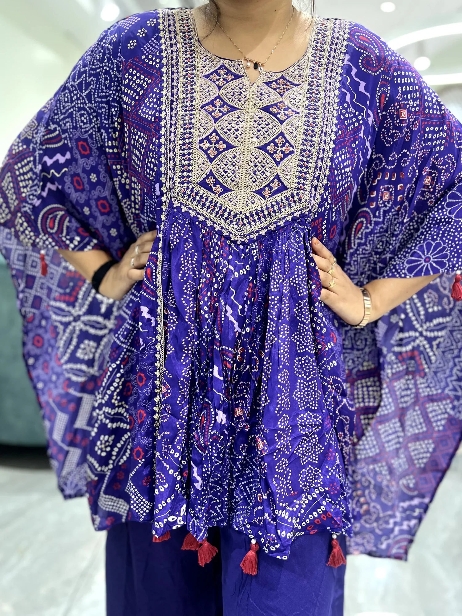 Blue Embroidery Rayon Cordset - IDGORI 731 2