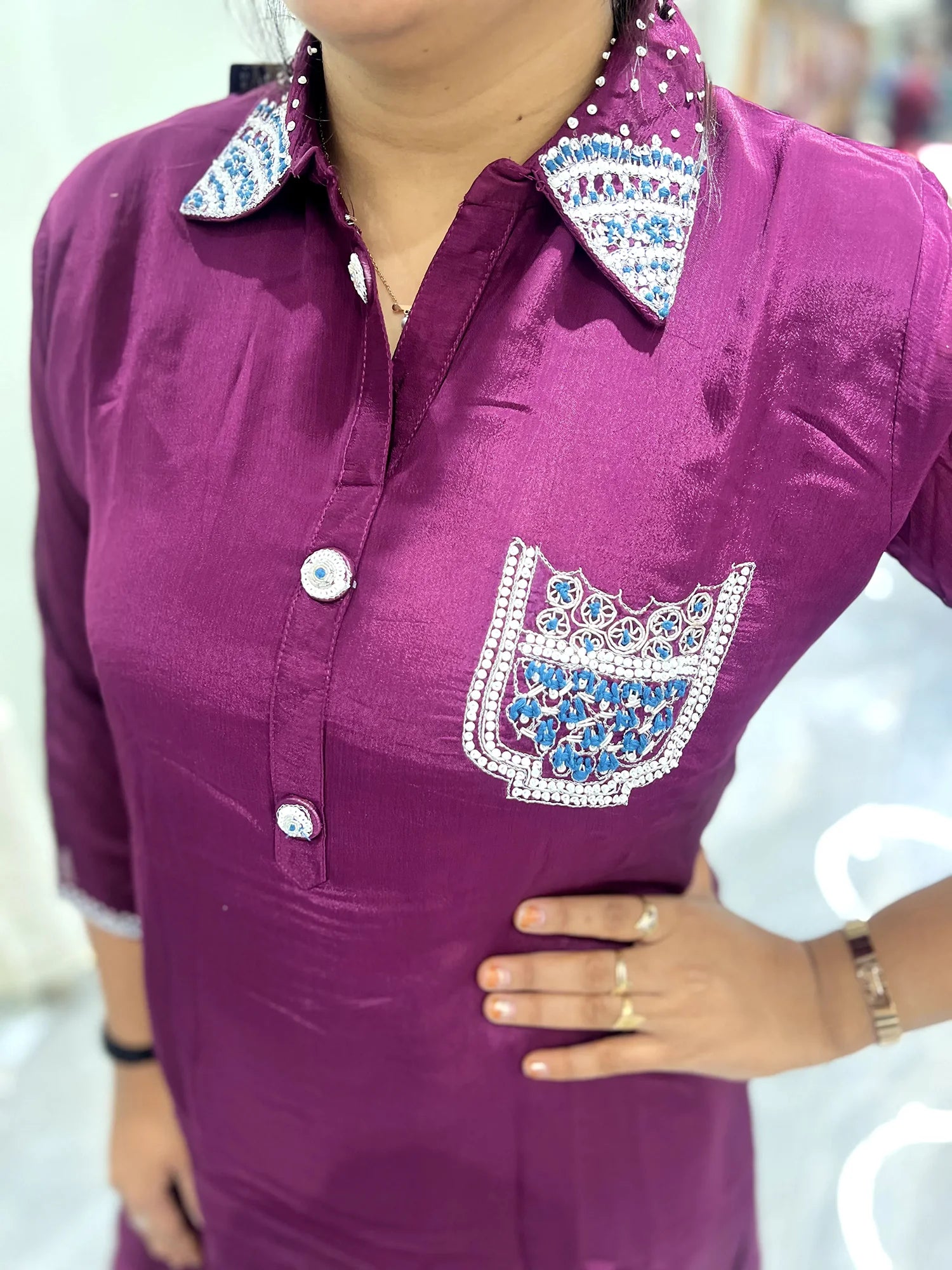 Purple Hand Work Rayon Cordset - BRIGORI 894 2